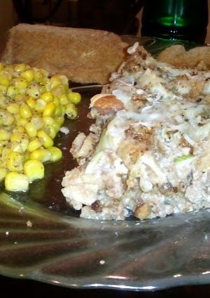 A picture of Sean's-Leek & Beef mozzarella Rigate Casserole.