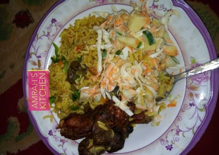 Easiest Way to Prepare Any-night-of-the-week Jollof rice with coleslaw