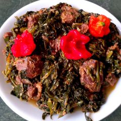 A picture of Palak (spinach) gosht.
