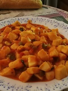 Una foto de Potón con pisto fácil y rápido