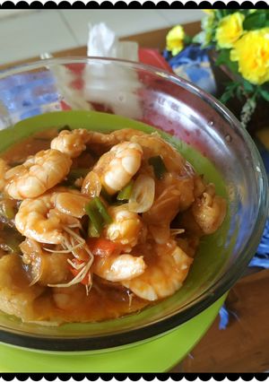 Foto resep Udang Tahu Saus Padang