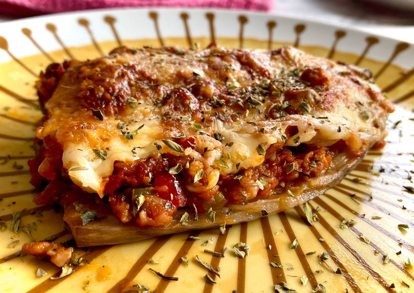 Berenjenas rellenas de boloñesa de soja