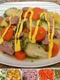 Corn beef and brussels sprouts