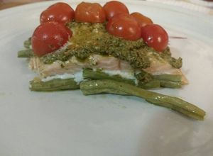 Una foto de Salmón al Pesto