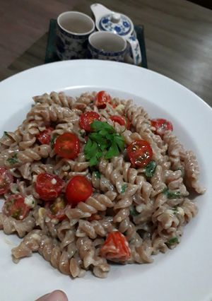 Una foto de Fusilli integral a la "marguerita"