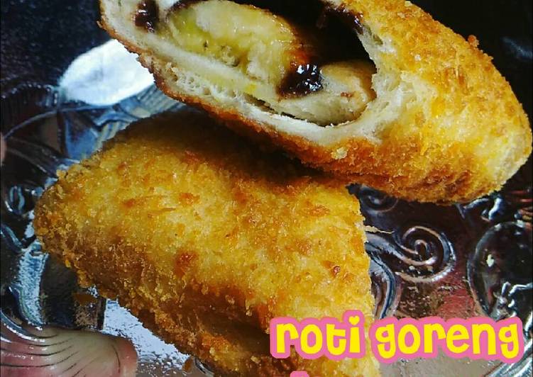 Cara Gampang Menyiapkan Roti goreng pisang coklat, Enak