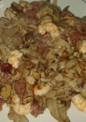 Foto principal de Setas con langostinos y jamón serrano