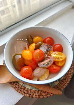 Hình của món Cà Chua Dằm Đá Đường.
