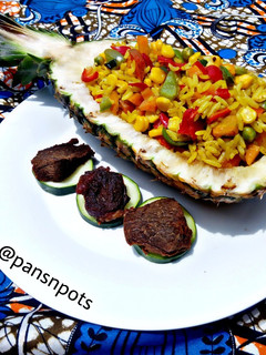 A picture of Fried Rice with Fried beef.