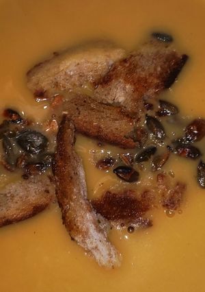 Une photo de Soupe de potiron et lait de coco