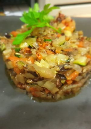 Una foto de Timbal de verduras