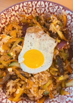Hình của món Bibimbap chay - (cơm trộn HQ).