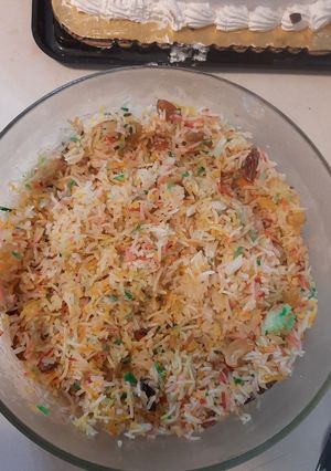 A picture of Zarda (Sweet Colourful rice).
