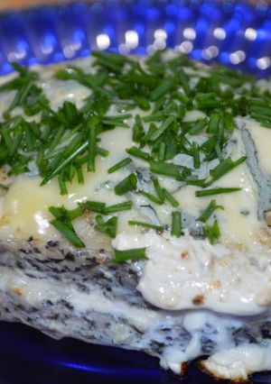 Una foto de Salmón Blanco al Roquefort