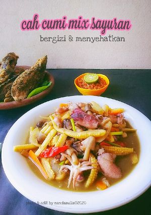 Foto resep Cah cumi mix sayur sayuran