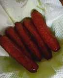 Sumptuos Fried Beef Sausages using very little oil