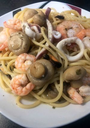 รูปของ สปาเกตตีไวน์ขาว ทะเล frutti di mare white wine