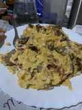 Revuelto de lepiotas con jamón
