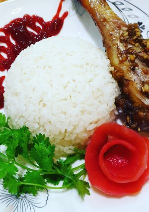 Hình của món Cơm tỏi, gà nướng ngũ vị cho bé iu.