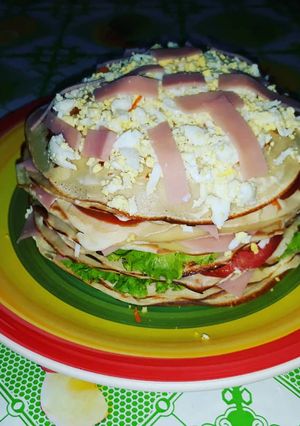 Una foto de Torre de panqueques salada