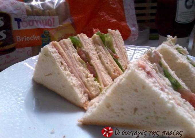 κύρια φωτογραφία συνταγής Club Sandwich με ψωμί Brioche