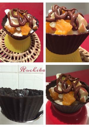 A picture of Fruit cream in Chocolate cup.