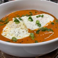 A picture of Tomato Basil with Fried Eggs.