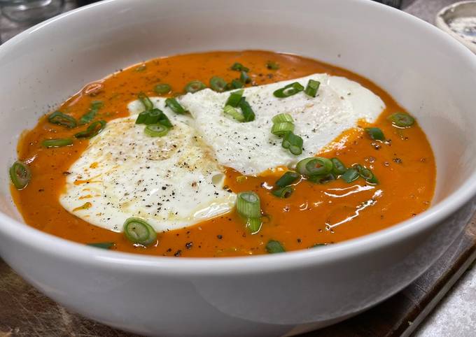 Tomato Basil with Fried Eggs
