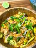 Ensalada de langostinos y edamame