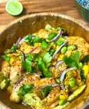Ensalada de langostinos y edamame