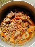 Pechito de cerdo con lentejones