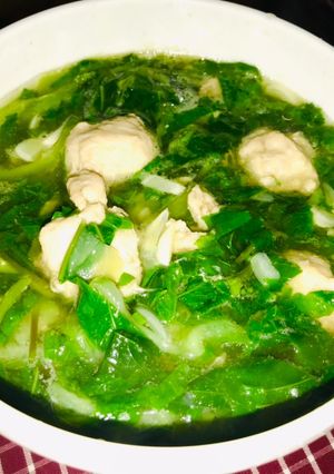 Hình của món Canh mướp rau đay nấu mọc.