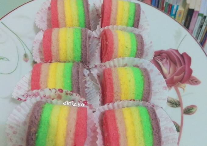 Mini rainbow roll cake