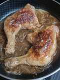 Cuarto de pollo asado en sartén