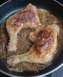 Cuarto de pollo asado en sartén