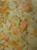Arroz con camarón y manzana