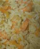Arroz con camarón y manzana