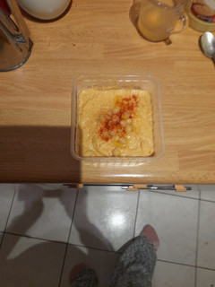 A picture of Homemade hummus from freshly cooked chickpeas.