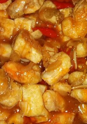Foto resep Tumis udang dan tahu asam manis