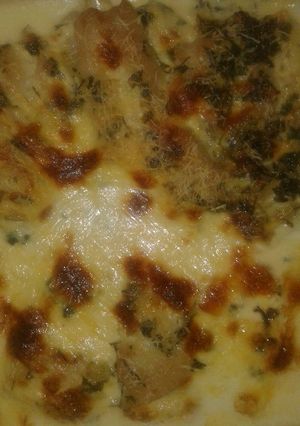 Una foto de Pescado a la crema gratinado