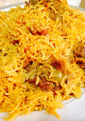 صورة لوصفة كبسة لحم بالزبادي