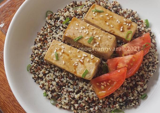 Anti Ribet, Bikin Quinoa with Soy-glazed Tofu and Tomato Enak
