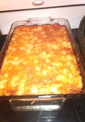 A picture of Mac and cheese.
