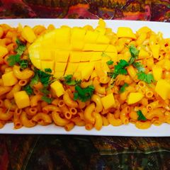 A picture of Mango,Macroni/Pasta.
