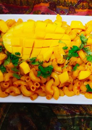 A picture of Mango,Macroni/Pasta.