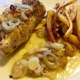 Muslos de pollo rellenos de bacon&queso/espinacas con pasas