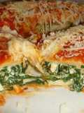 Canelones de espinaca, ricota y queso
