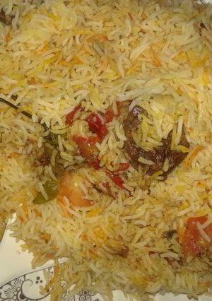 A picture of Beef biryani (homemade masala).