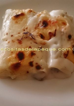 Foto principal de Canelones con grelos y chorizo gratinados con queso de tetilla (exprés)