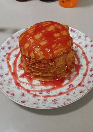 Foto resep Pancake simpel topping sirup strowbery